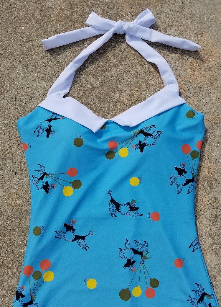 Blue Poodle Swimsuit by Red Dolly - sizes S + XXL