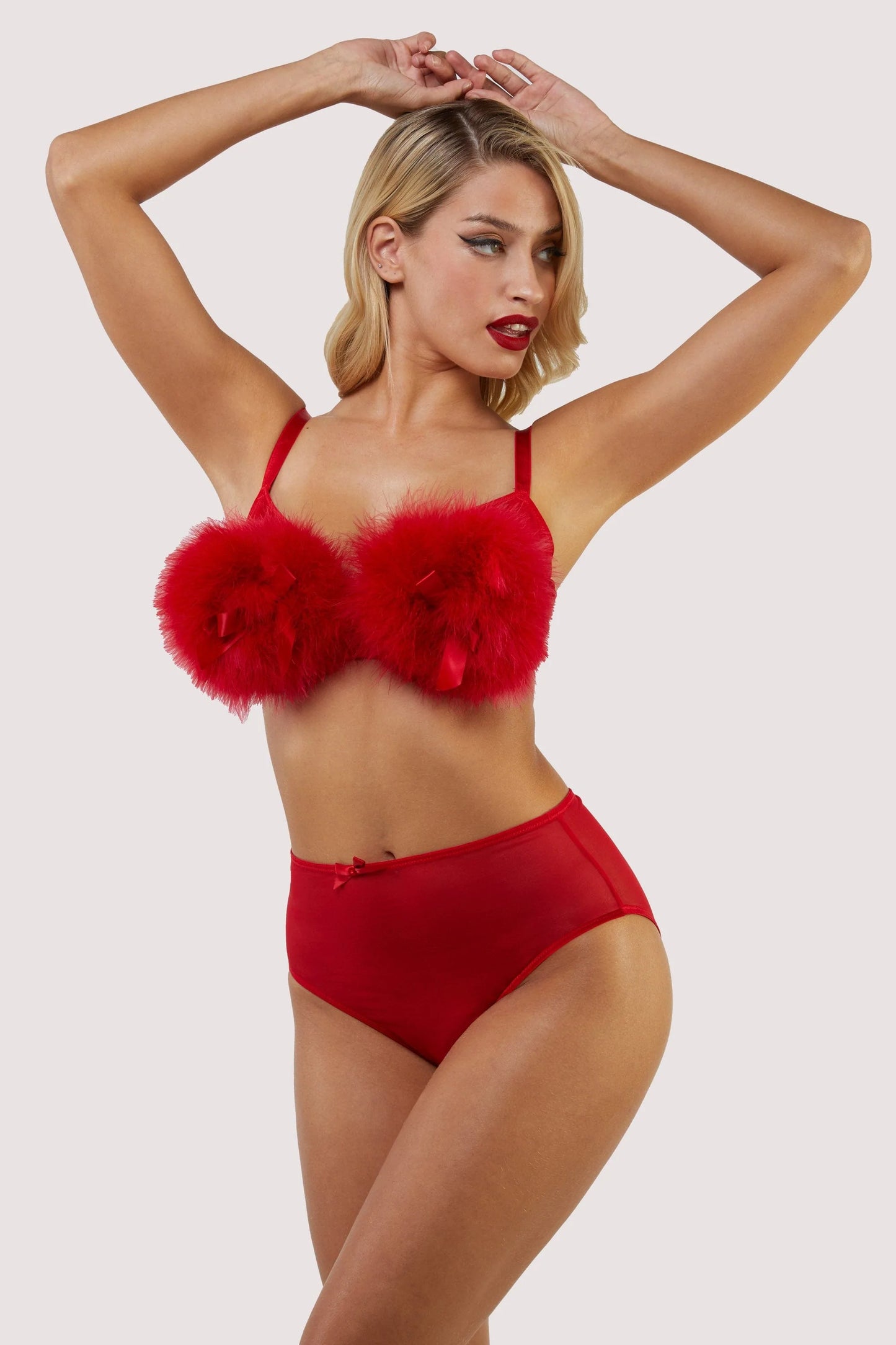 Elizabeth Lipstick Red Powder Puff Underwire Bra - 32B-40F (UK sizes)