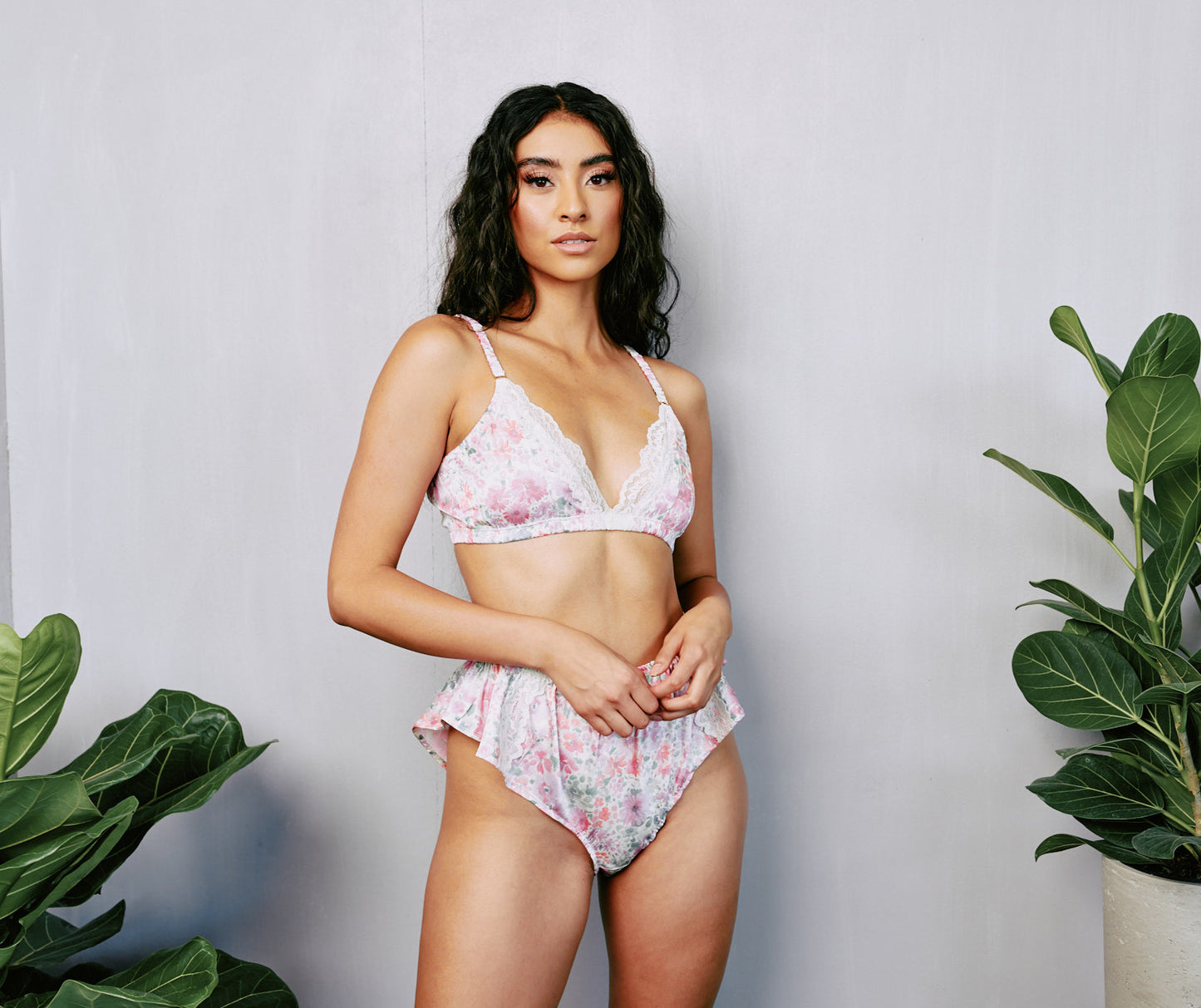 Kilo Brava Floral Satin Flutter Panties in Natural