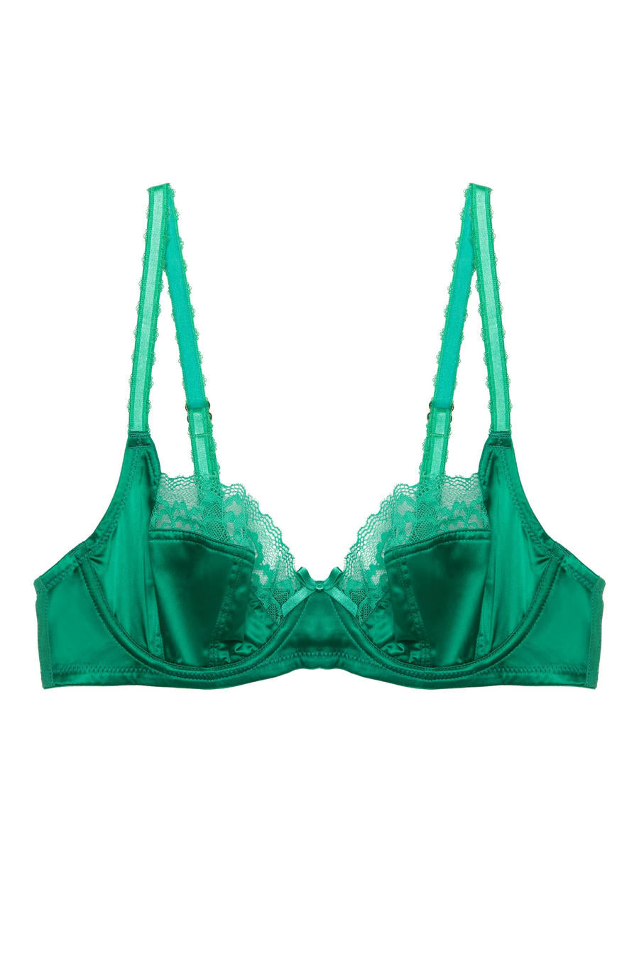 Rosalyn Emerald Satin Lace Bra - 30-40 bands and D-G cups (UK size)