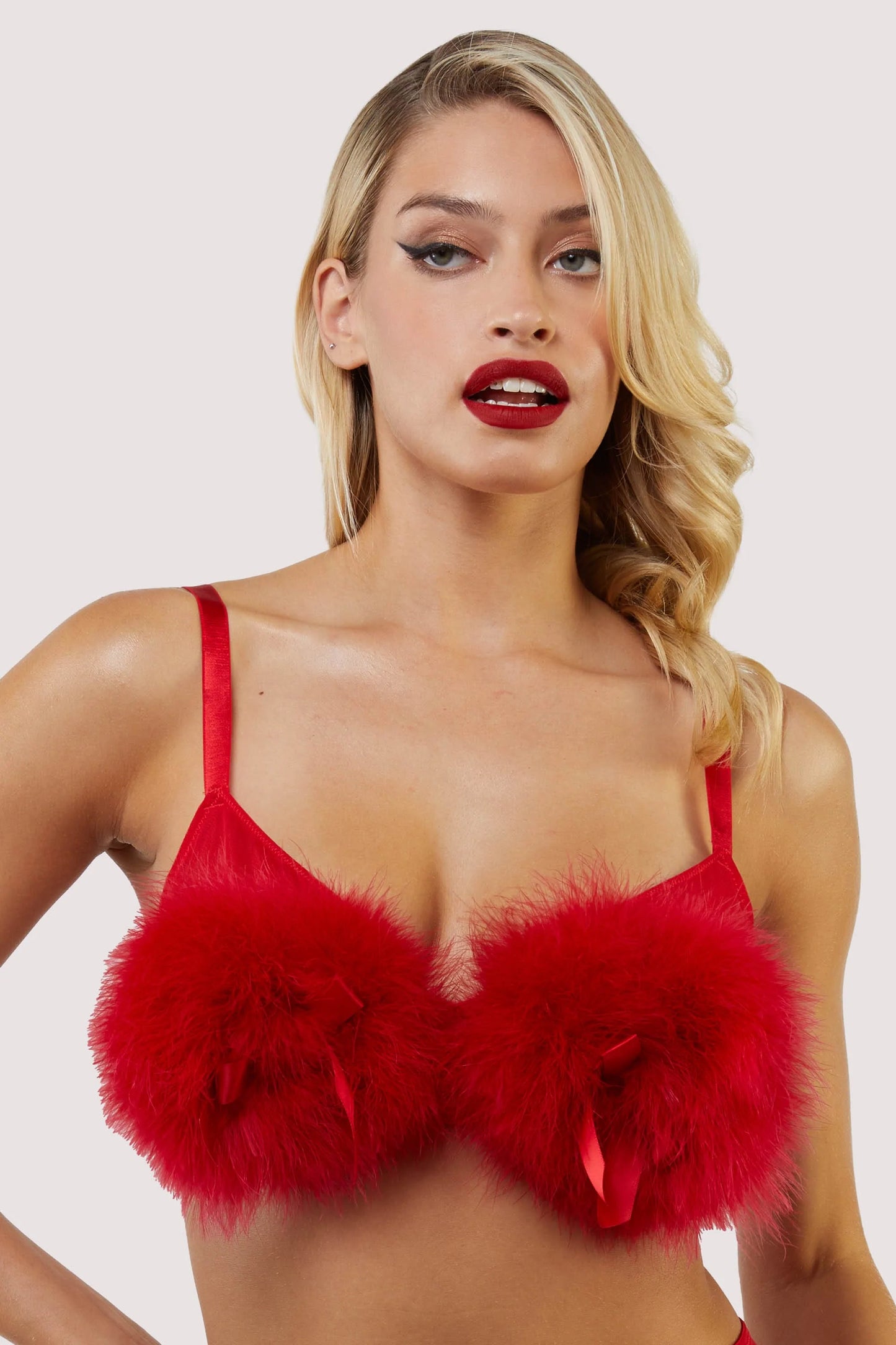 Elizabeth Lipstick Red Powder Puff Underwire Bra - 32B-40F (UK sizes)