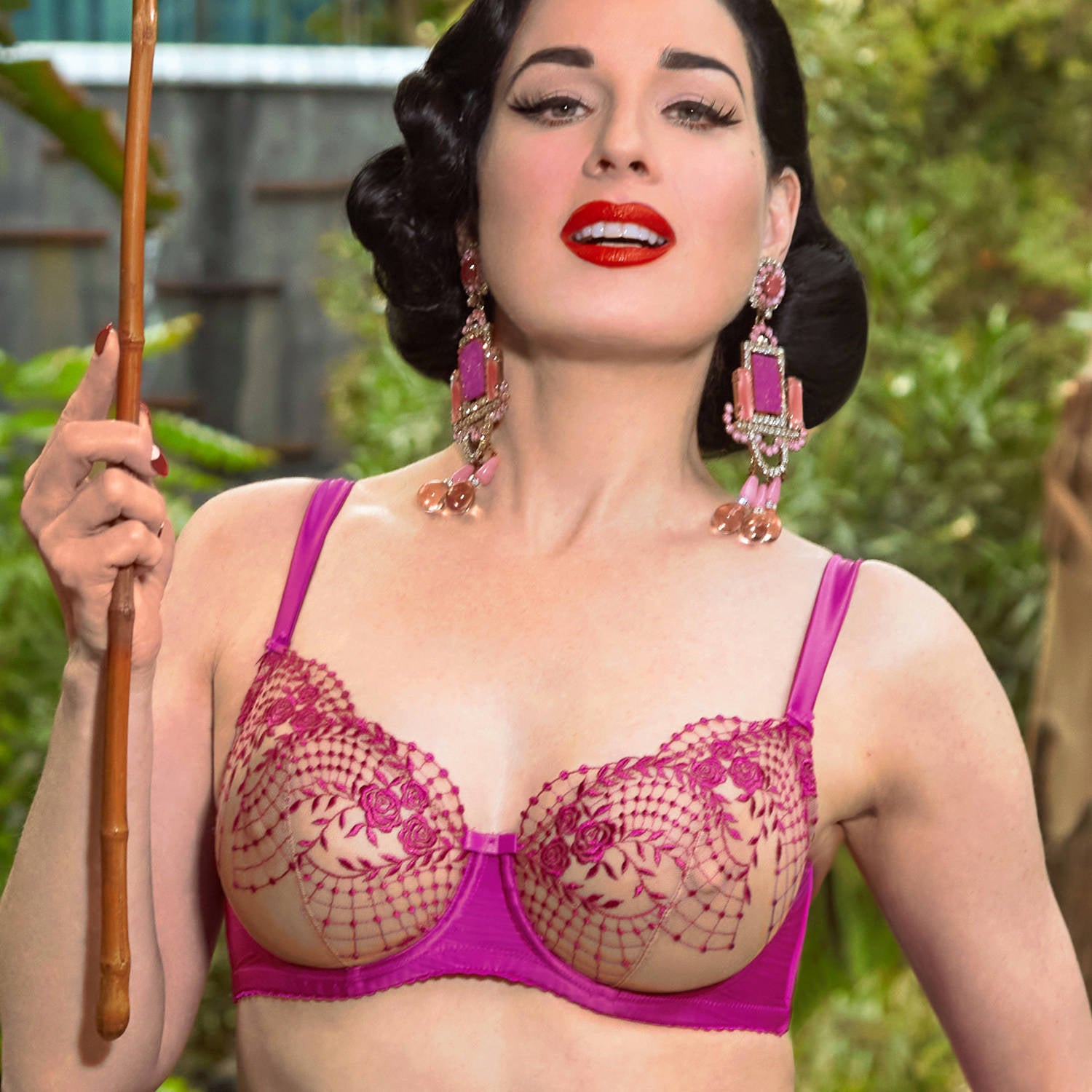 Julie's Roses Rubine Bra By Dita Von Teese - 34E + 36E