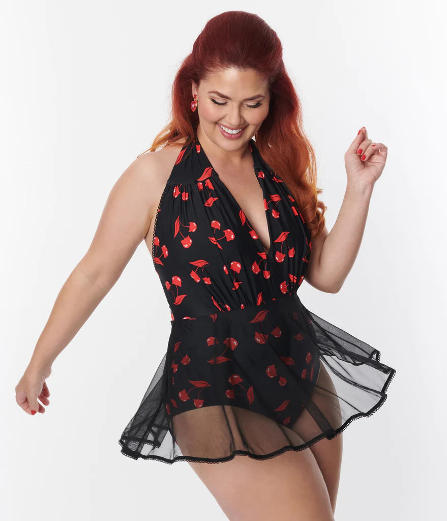 Emily The Strange Skirted Plunge One Piece By Unique Vintage - S-3X