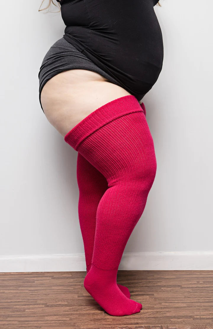 Plus size top thigh high socks