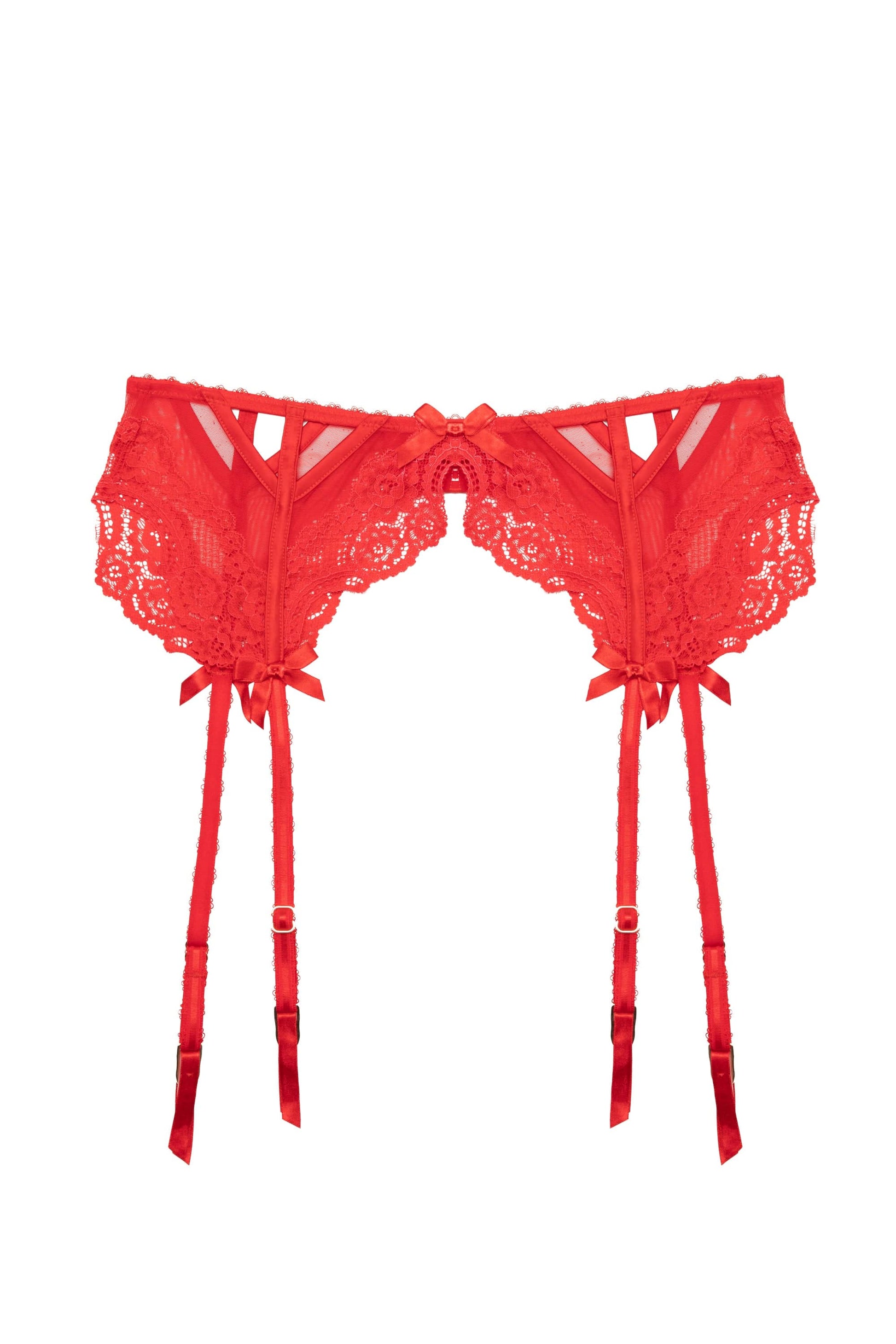 Ira Soleil Red Lace Pattern Lingerie Set