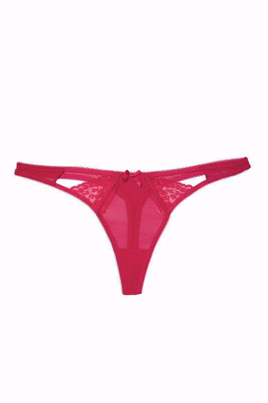 Hot Pink Cherry Cut Out Thong - sizes 4-16