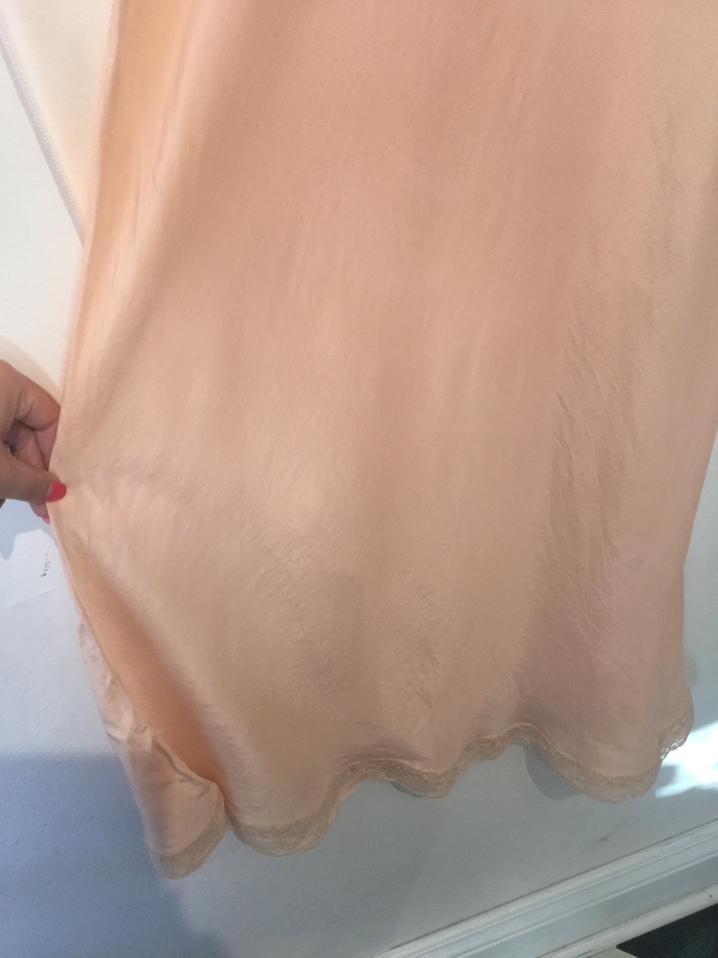 1920’s Soft Peach Silk Slipdress M/L+ #120