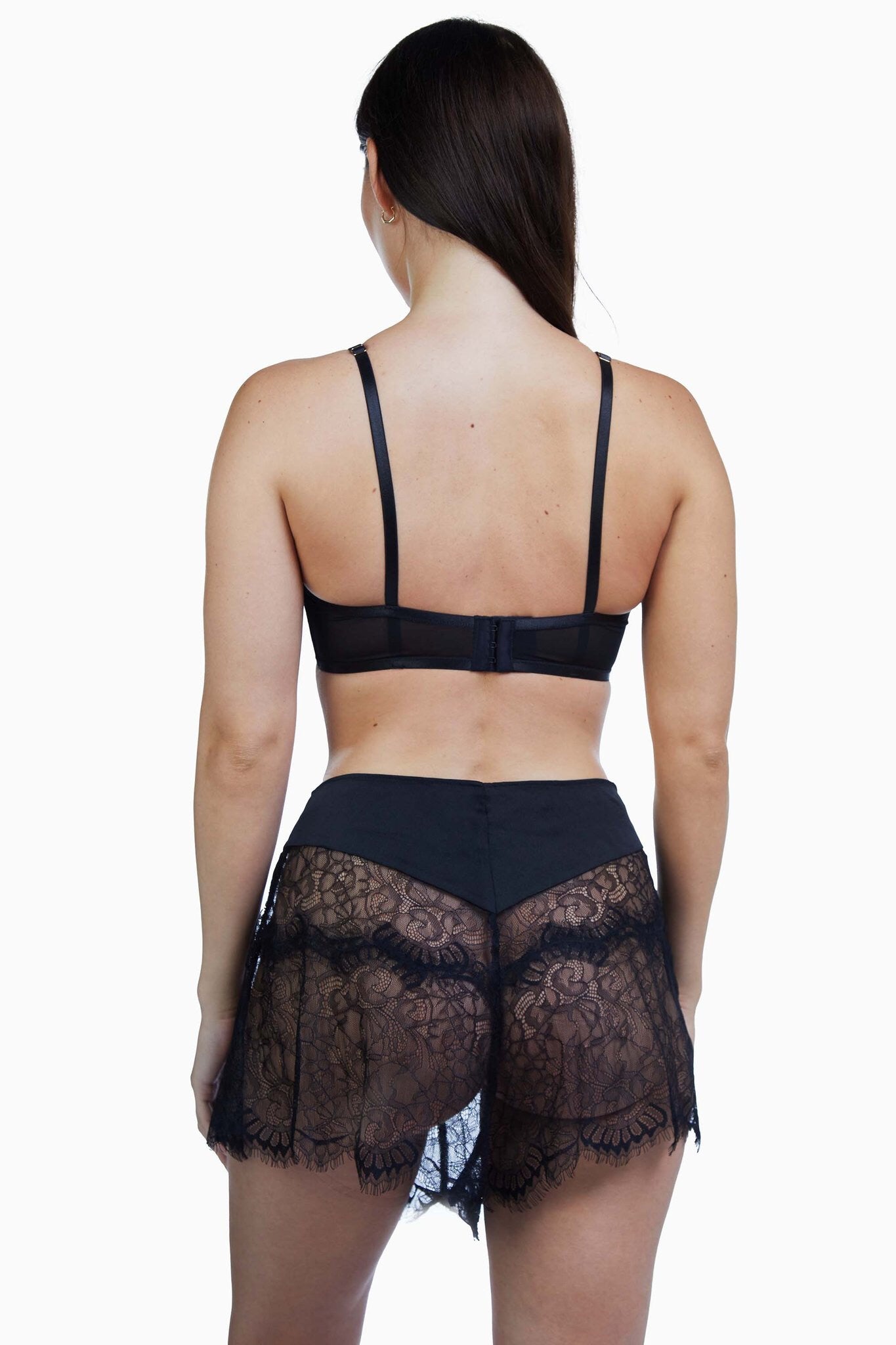 Bettie Page Black Heart Lace French Knicker - sizes 4 - 14