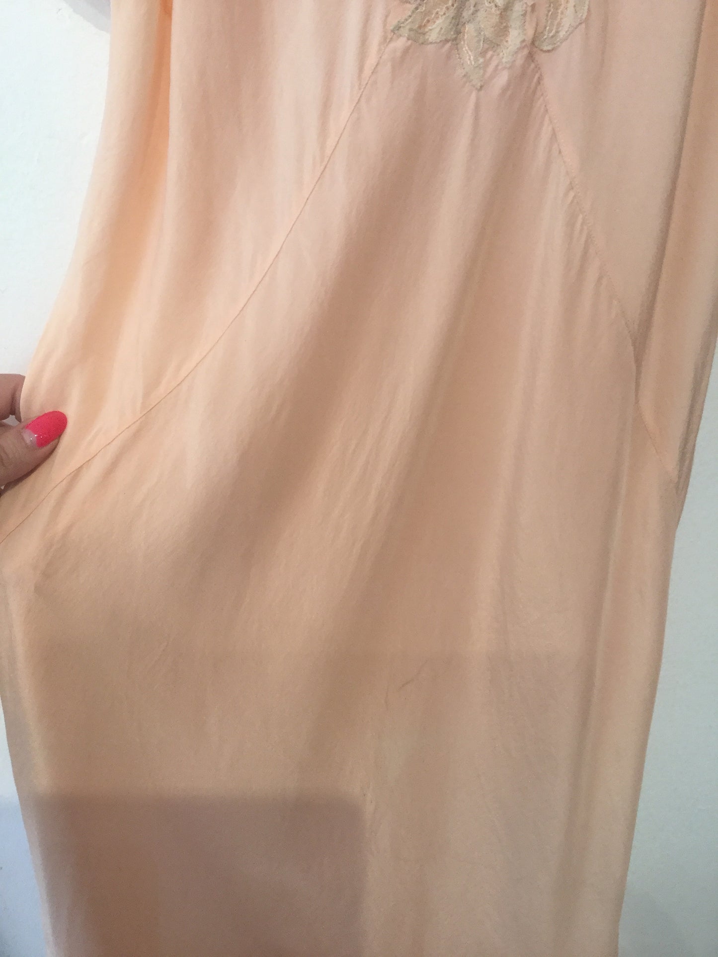 1920’s Soft Peach Silk Slipdress M/L+ #120