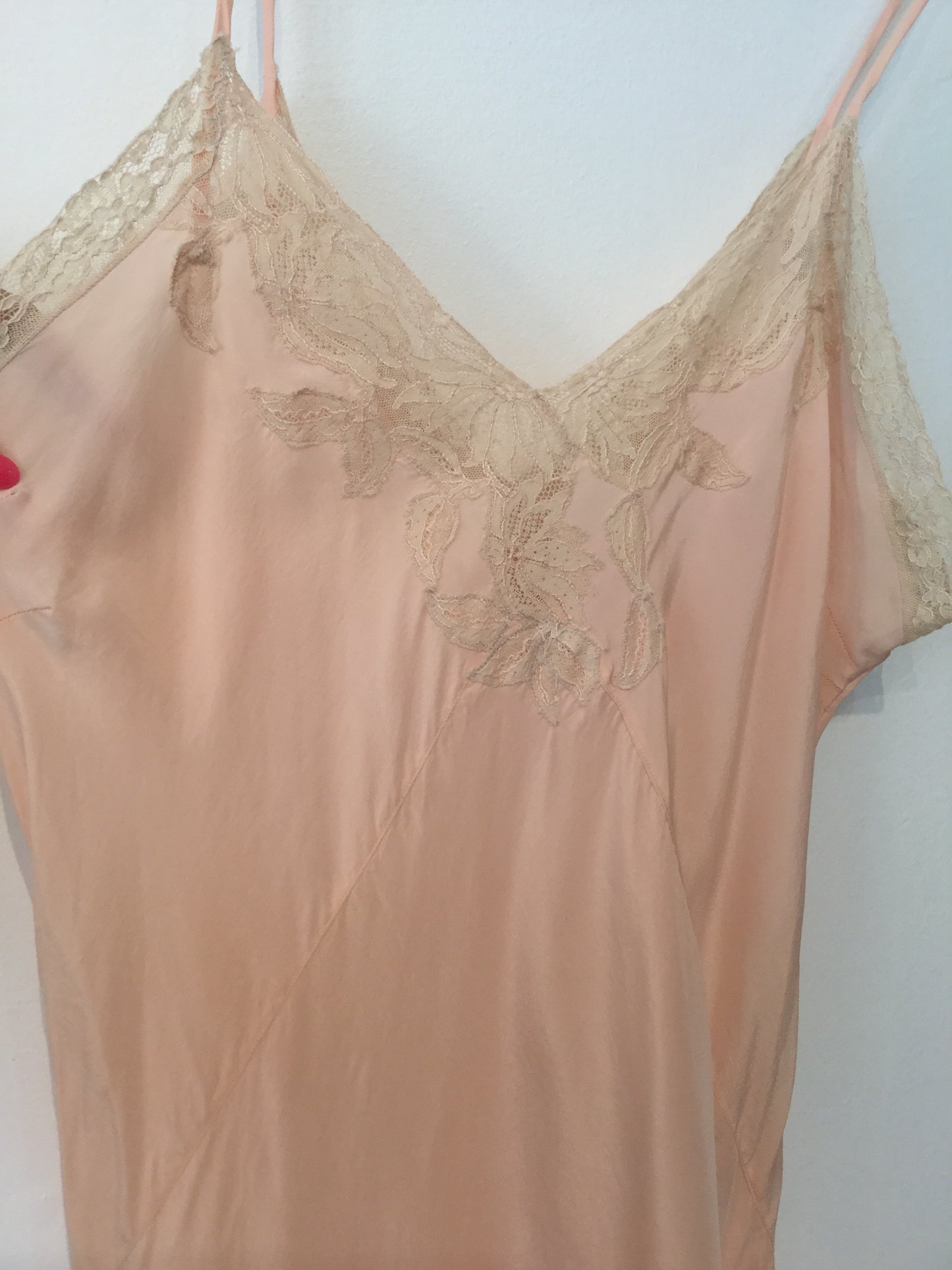 1920’s Soft Peach Silk Slipdress M/L+ #120