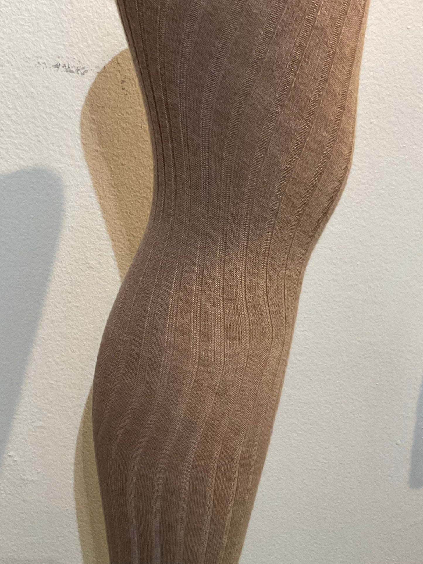 Cotton Ribbed Tights in Almond - S-XL