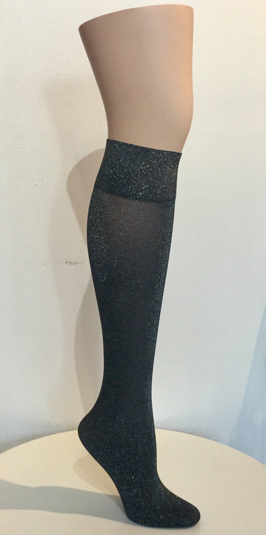 Lurex Knee-high Socks - Pearl + Black