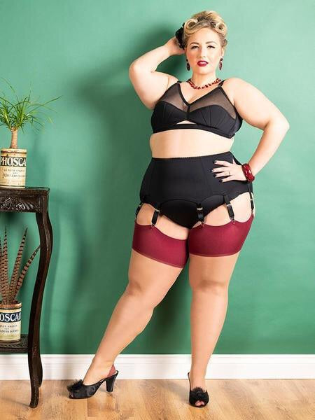 Curve: Claret on Champagne Glamour Seamed Stockings