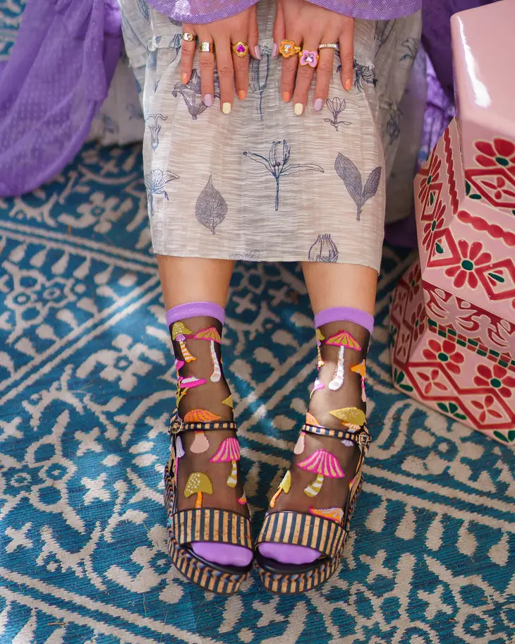 Magic Mushrooms Sheer Sock By Sock Candy