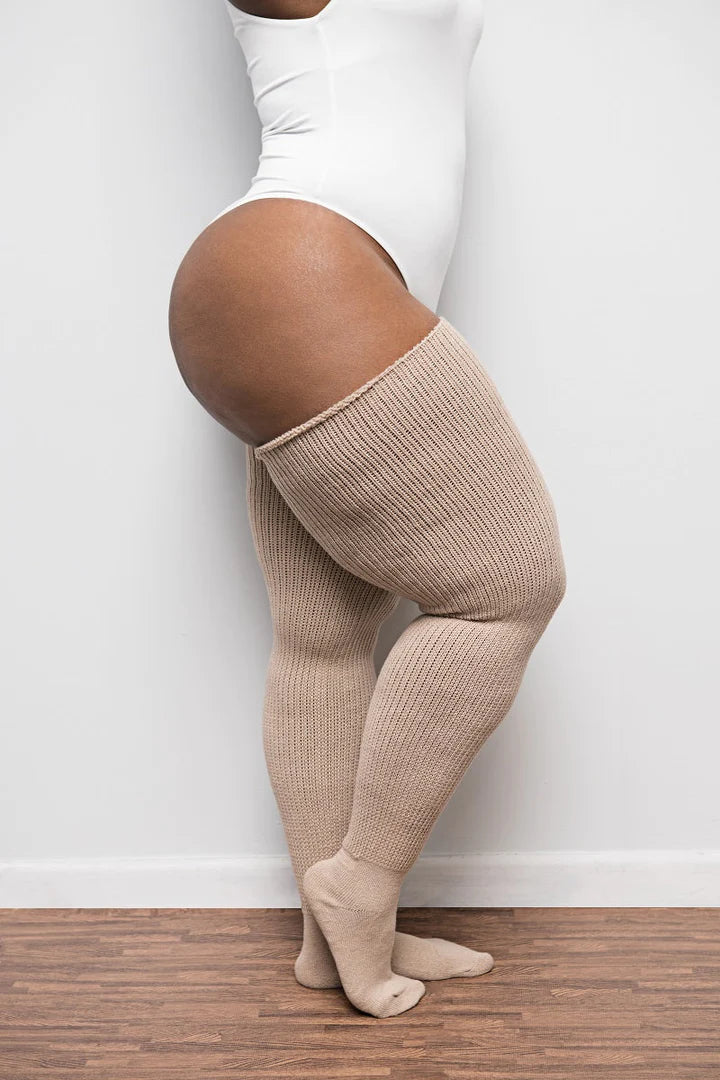 Thunda Thighs Thigh High Socks In Whole Wheat - Short + Long Lengths