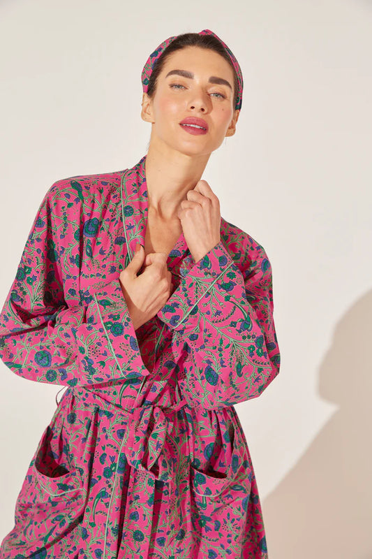 Pink Peacock Mor Chowk Robe By Dilli Grey - two easy-fit sizes