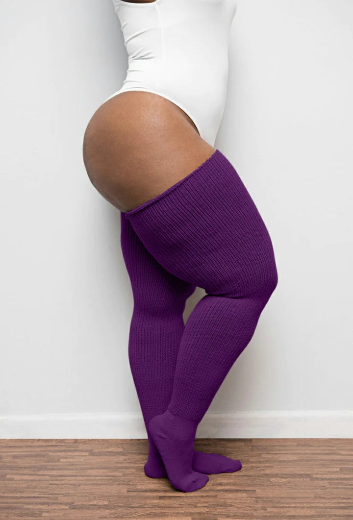 Thunda Thighs Thigh High Socks In Plum Purple - Short + Long Lengths