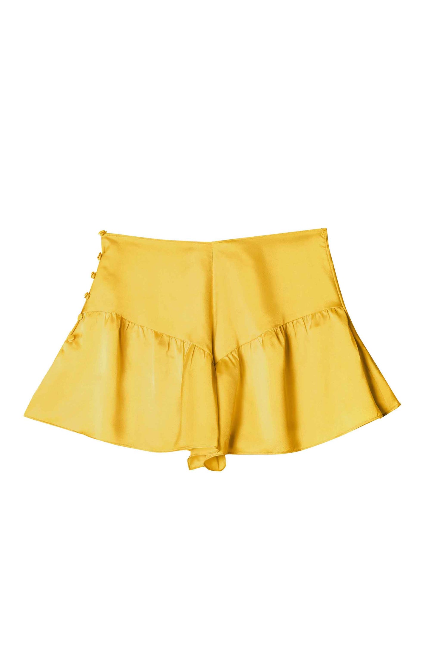 Gina Bright Yellow Satin Knickers With Sheer Floral Print Sides French Cut  Natural Waist Satin Panties by Bonboneva 