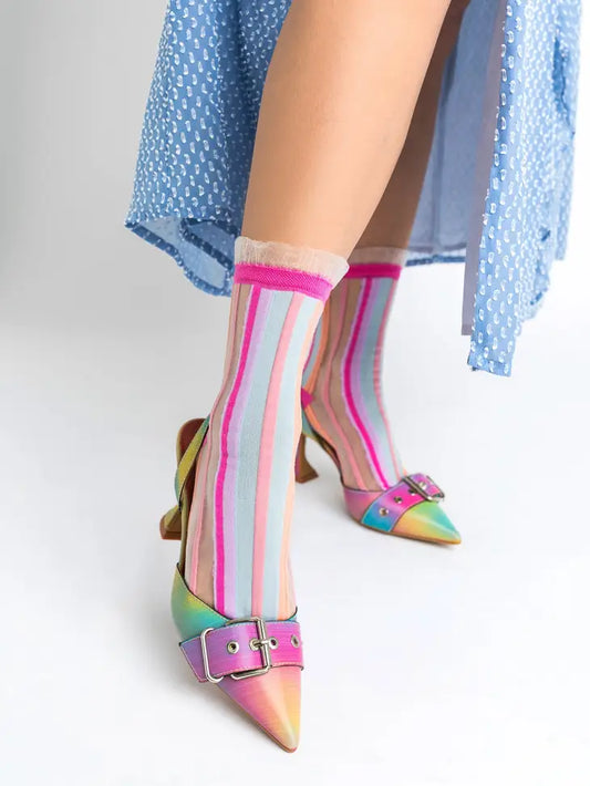 Candy Stripe Sheer Sock By Sock Candy