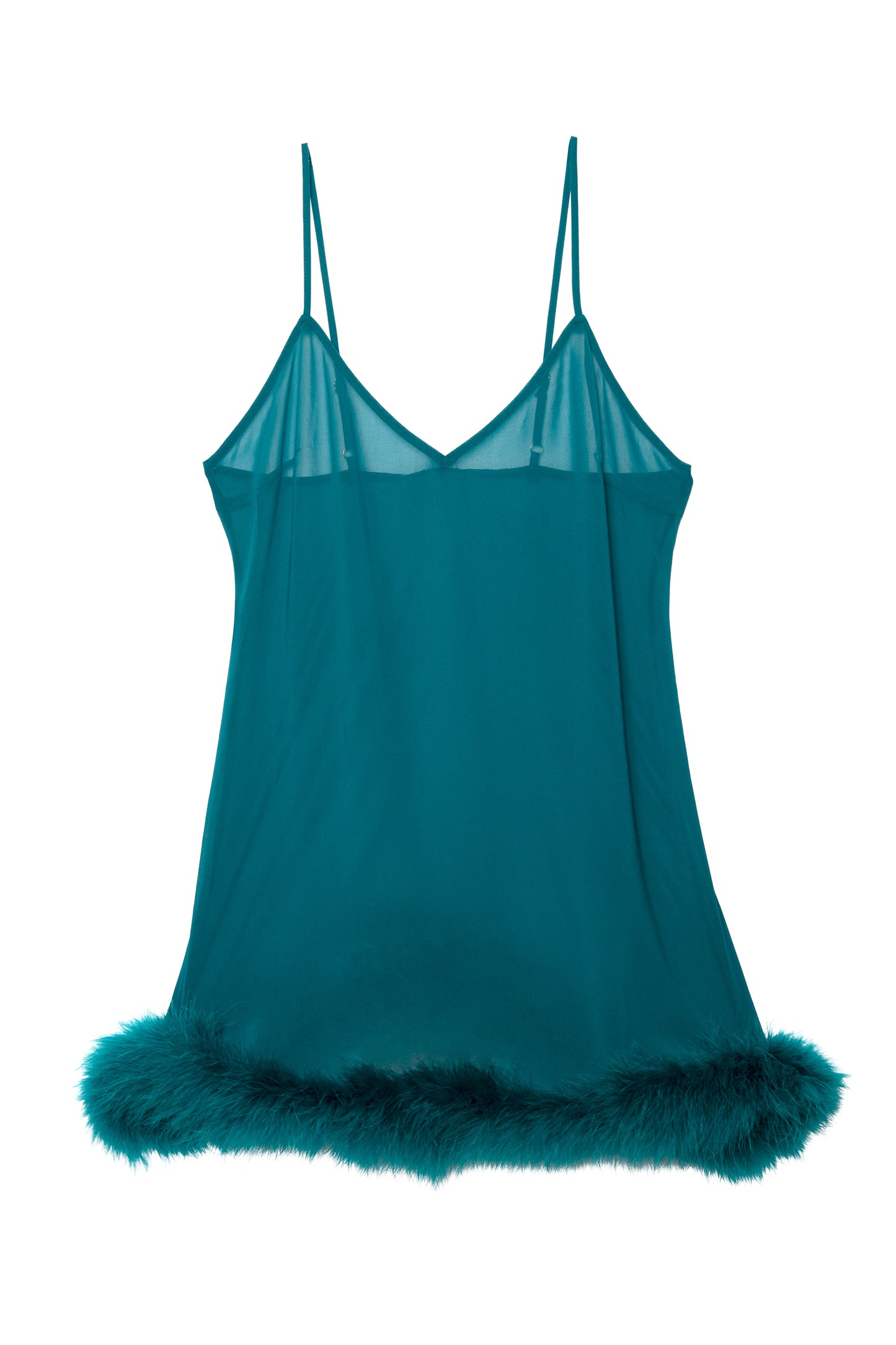 Teal Feather Trim Babydoll - sizes 4-16