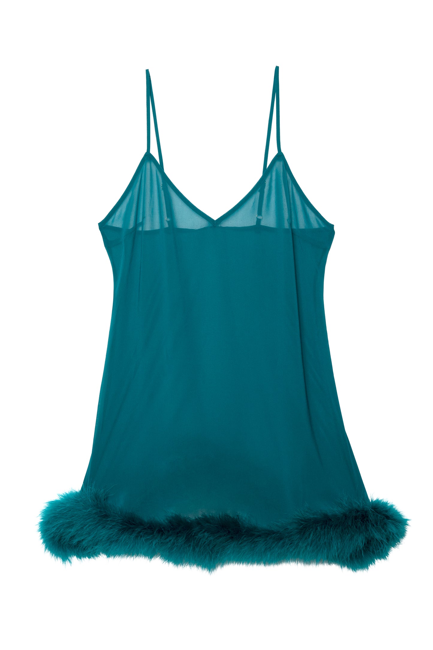 Teal Feather Trim Babydoll - sizes 8-14