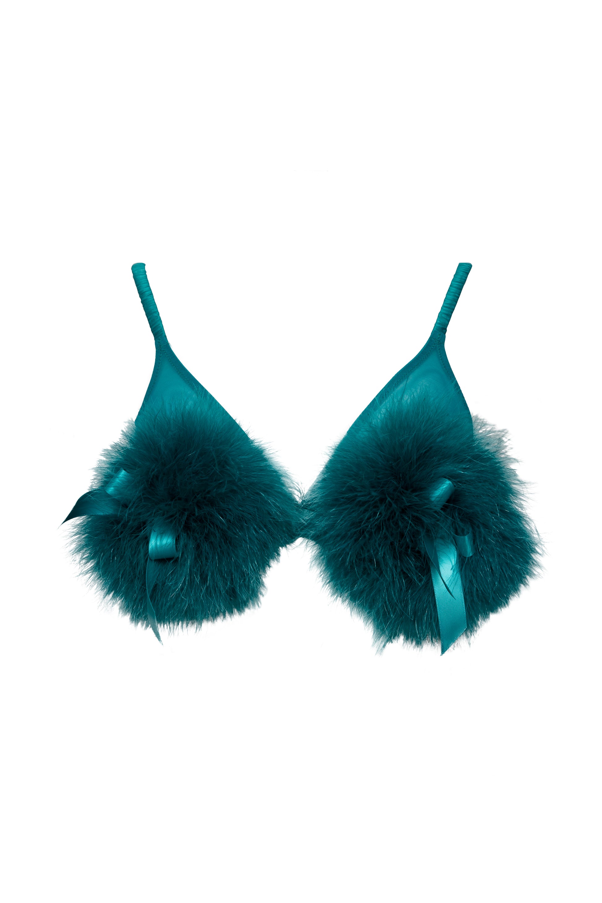 New Bettie Page Teal Powder Puff Triangle Bra & Brief – Space Out Sister