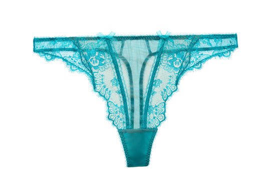 Savoir Faire Thong In Turquoise By Dita Von Teese - XS-L