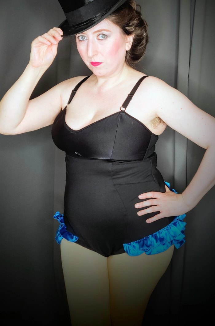 Kiss Me Deadly Retro Classics Rufflebutt High Waist Knicker In Black with Turquoise- S-XXL